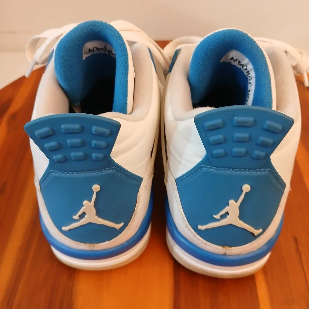 Jordan 4 Retro Military Blue Mens 7.5 White Basketball Shoes Sneakers 308497-105